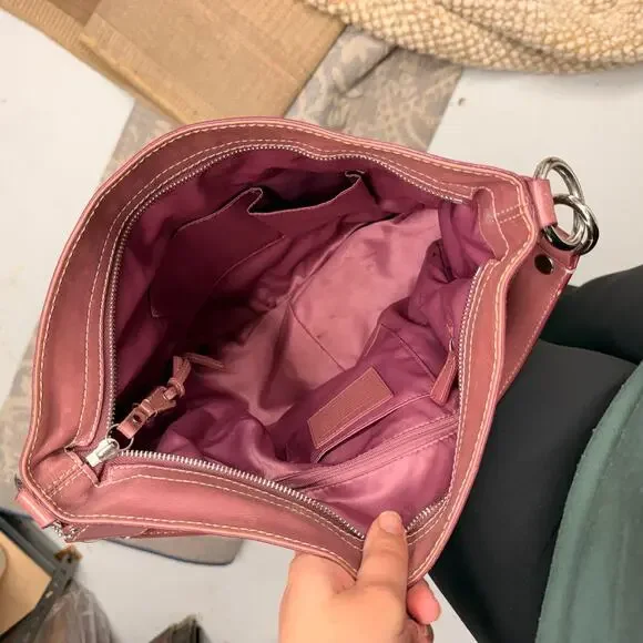 Y2K PINK Coach Signature C Logo Hobo Shoulder Bag VTG Zoe Optic EUC 2000s F14710 - Picture 5 of 11